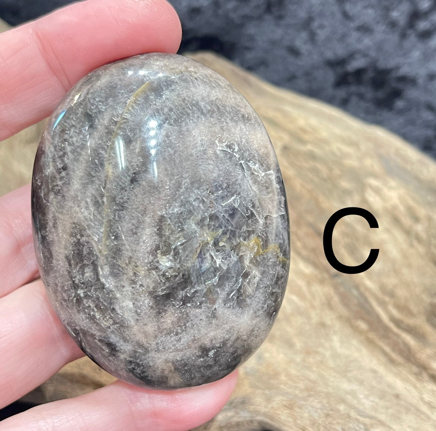 Black Moonstone palm stone