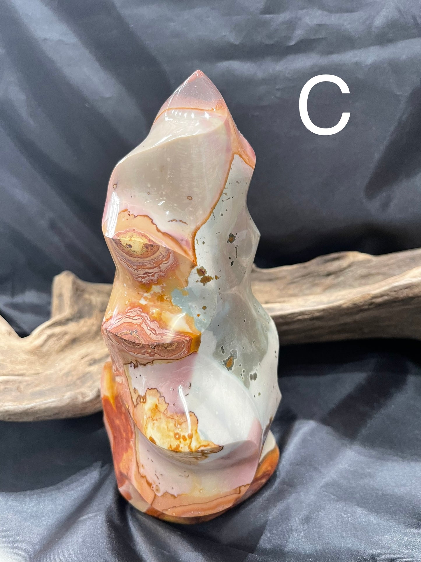 Polychrome jasper flames, shapes, palm stones