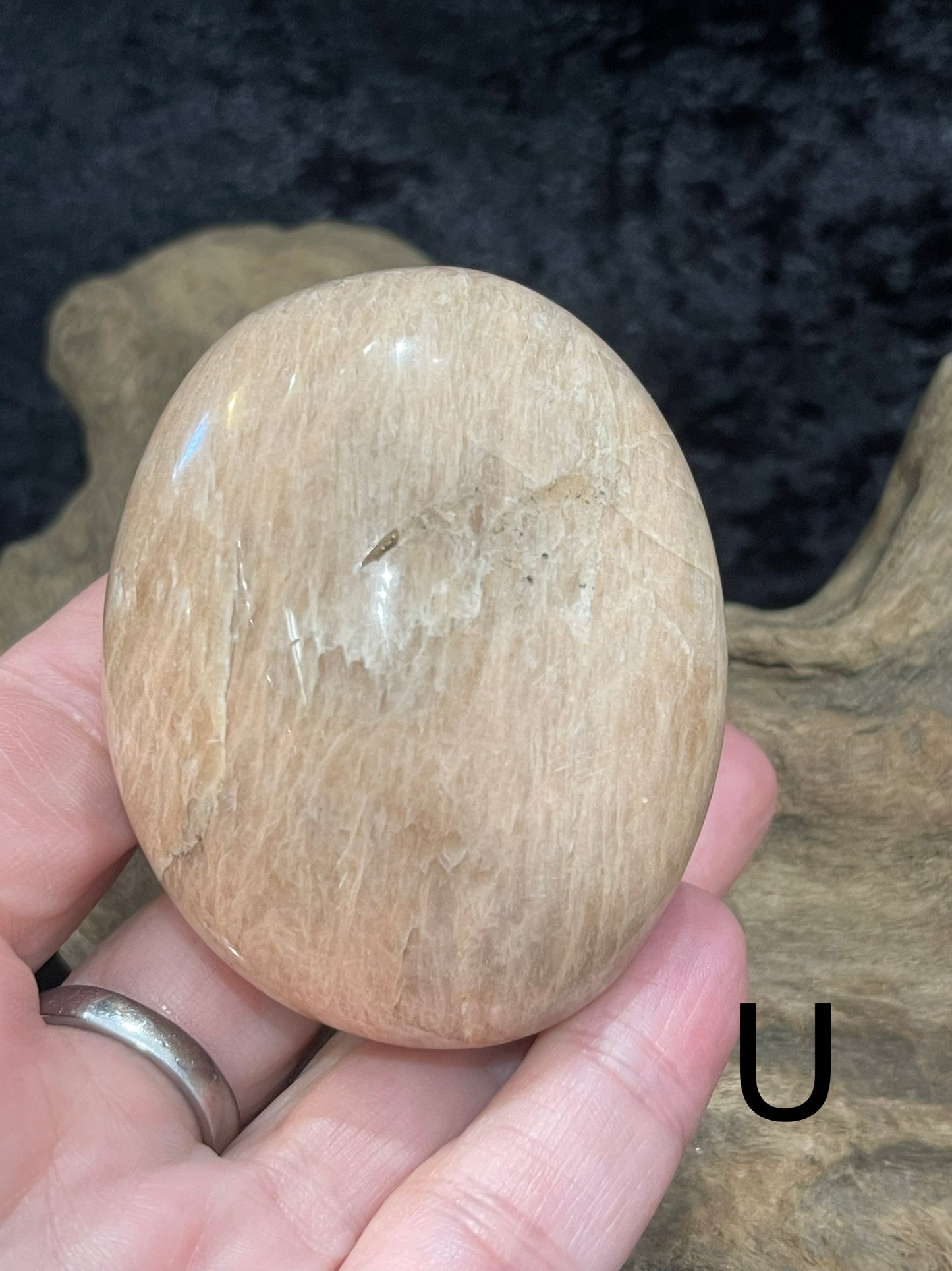 Peach Moonstone palm stones and spheres