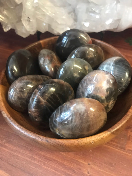 Black Moonstone palm stone