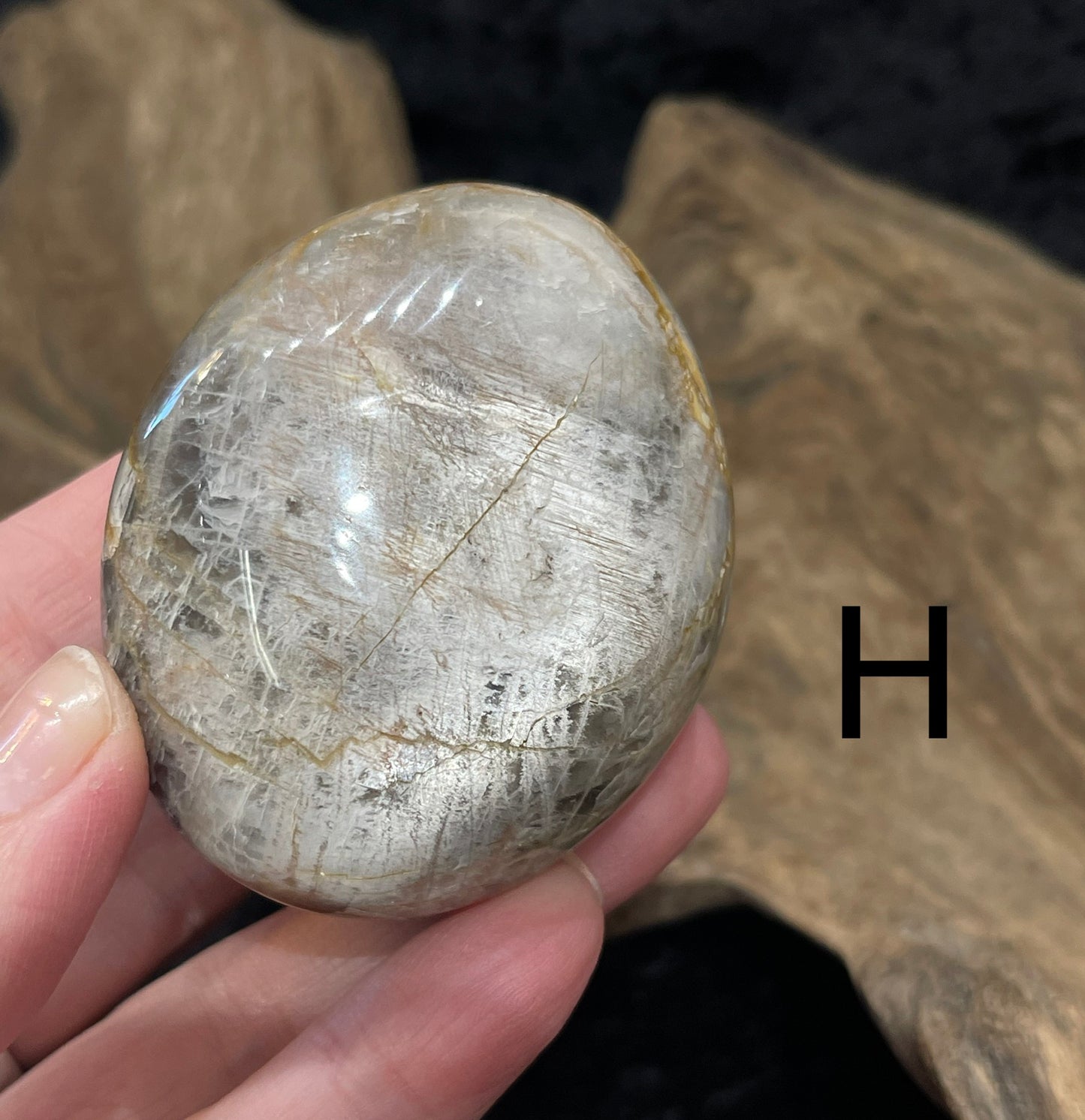 Black Moonstone palm stone