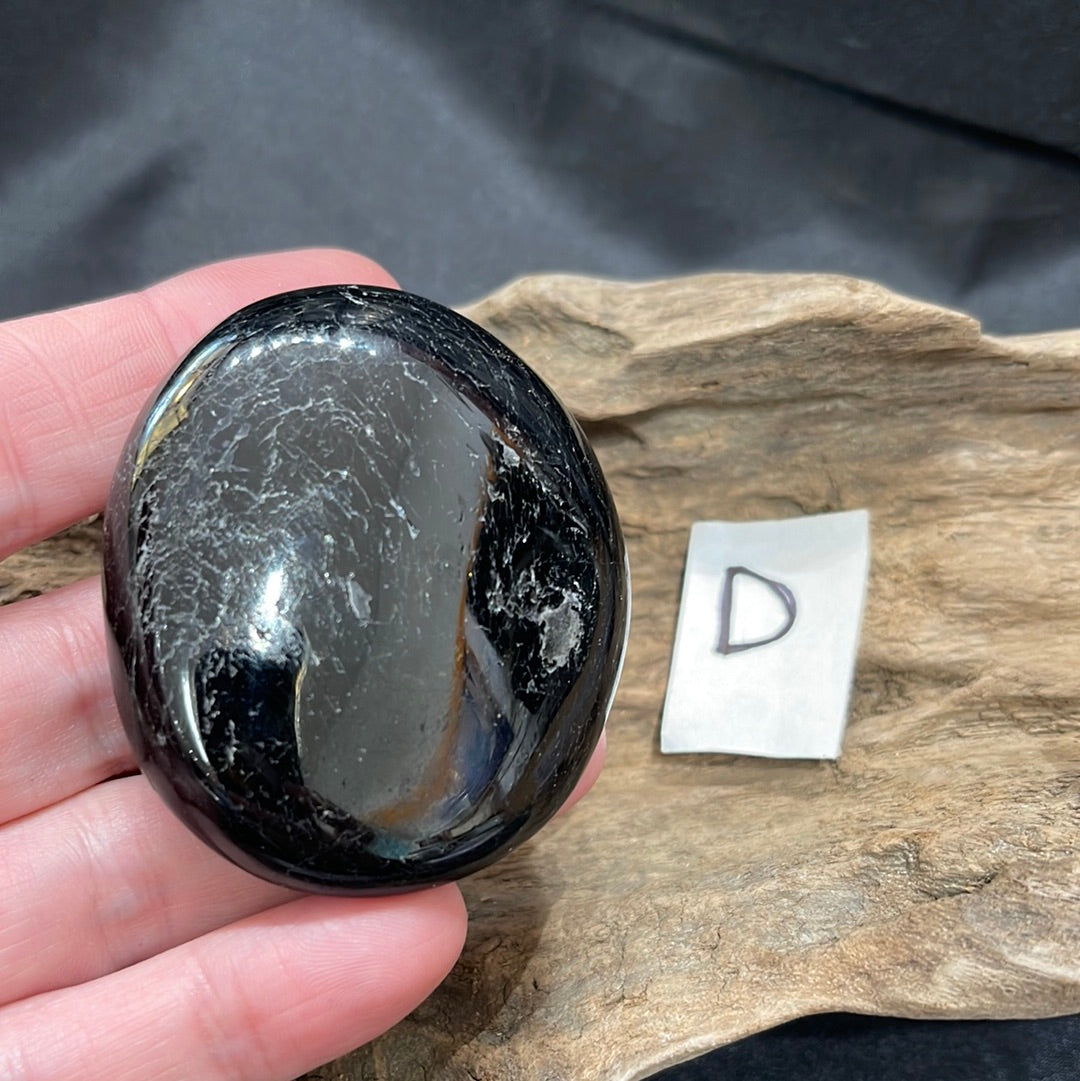 Black tourmaline palm stones