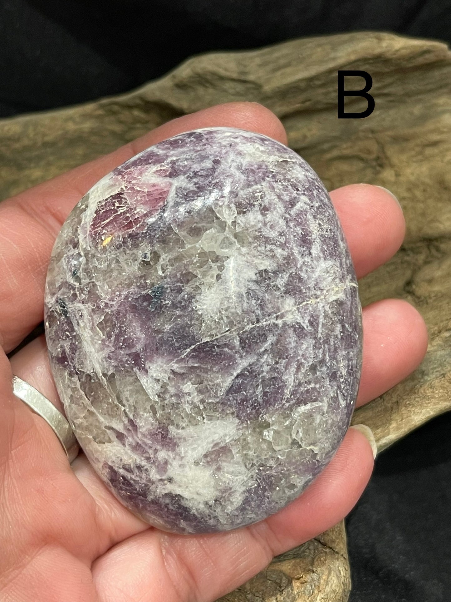 Lepidolite palm stone