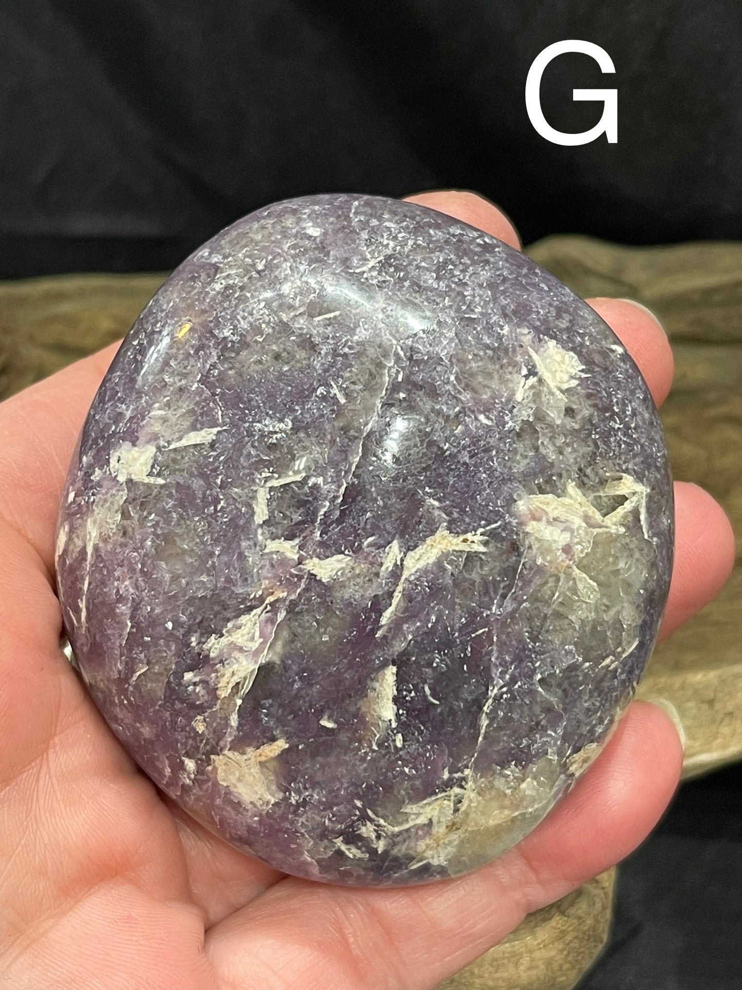 Lepidolite palm stone