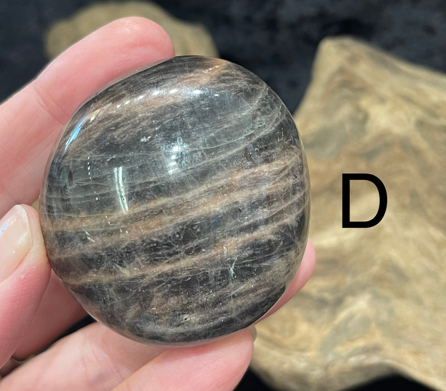 Black Moonstone palm stone