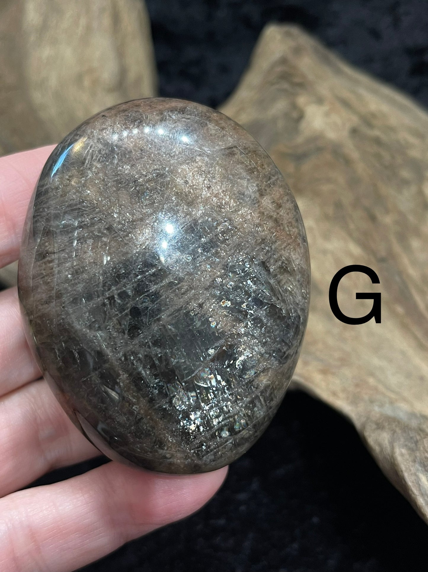 Black Moonstone palm stone