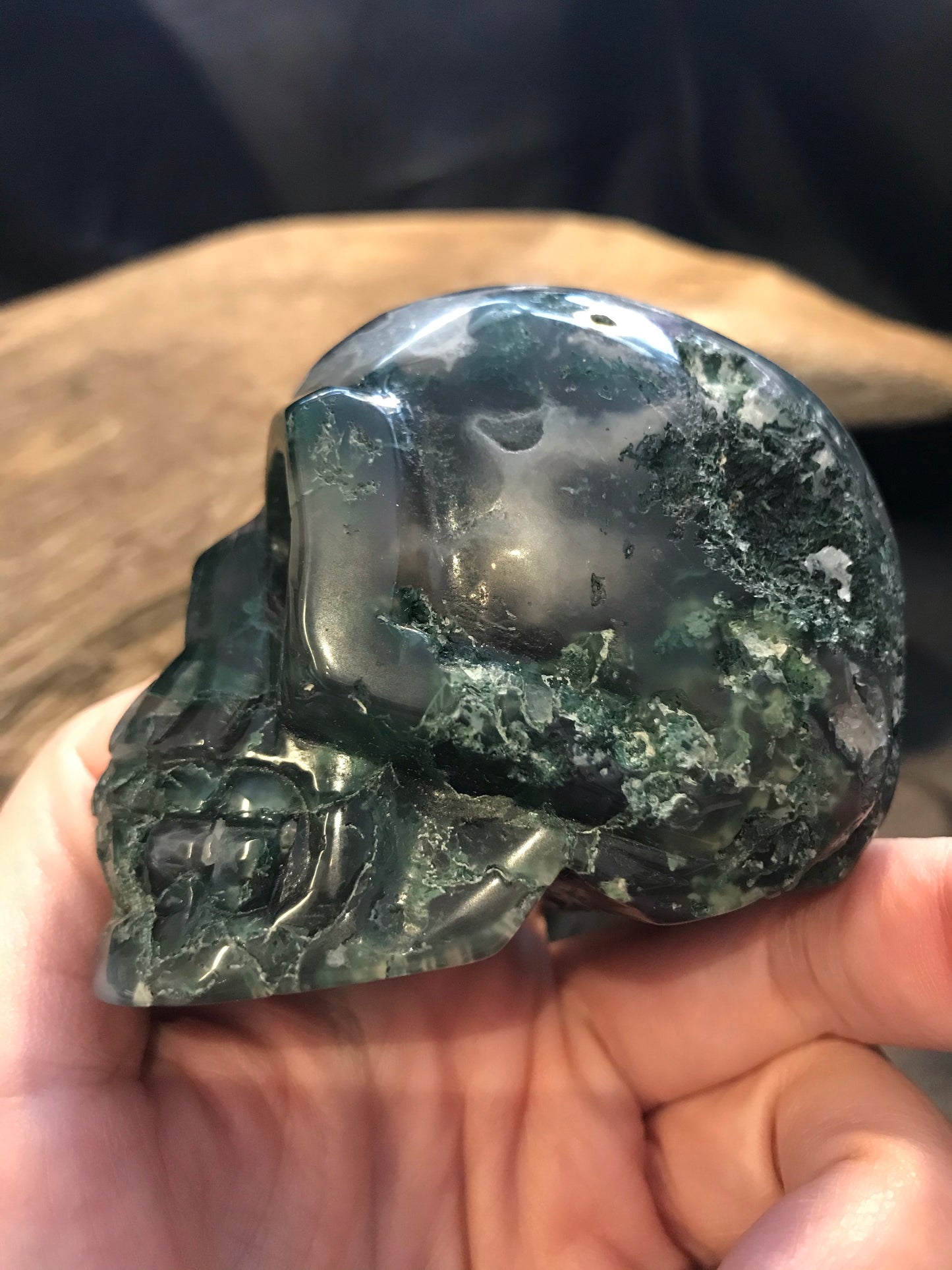 Moss Agate skull