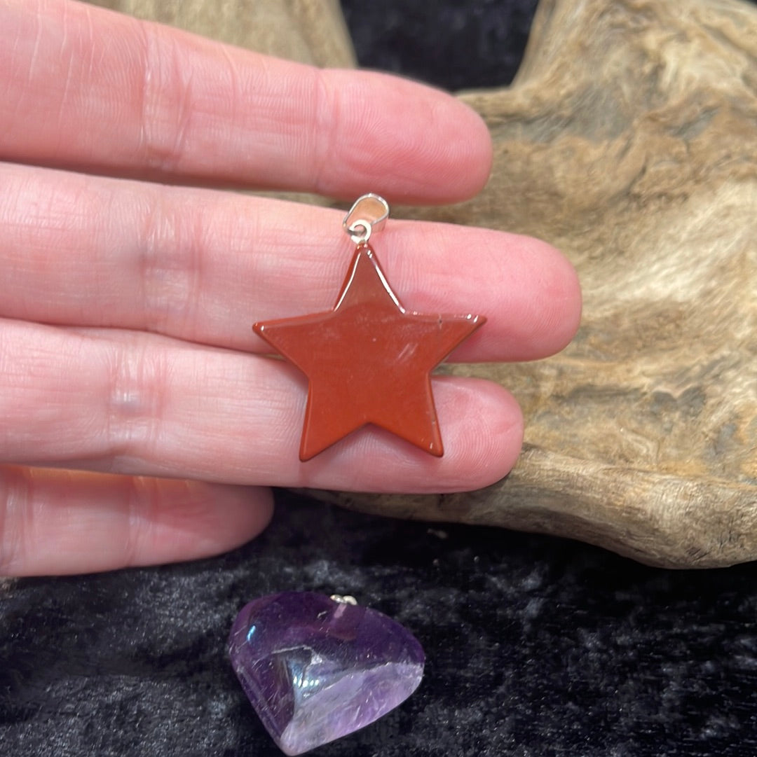 Star, heart & moon gemstone pendants