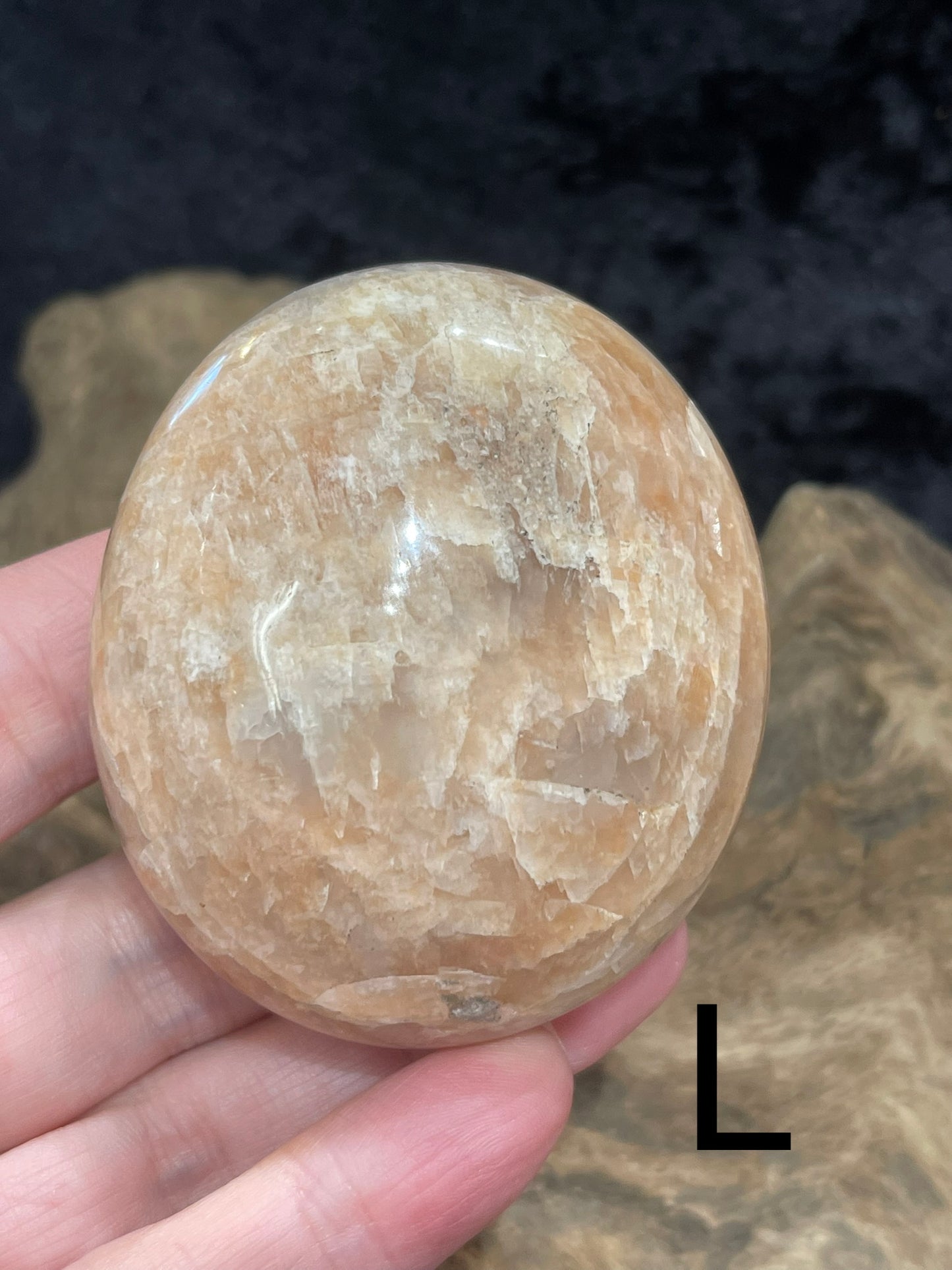 Peach Moonstone palm stones and spheres