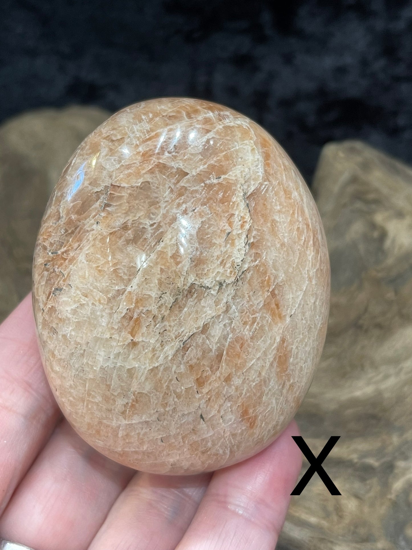 Peach Moonstone palm stones and spheres