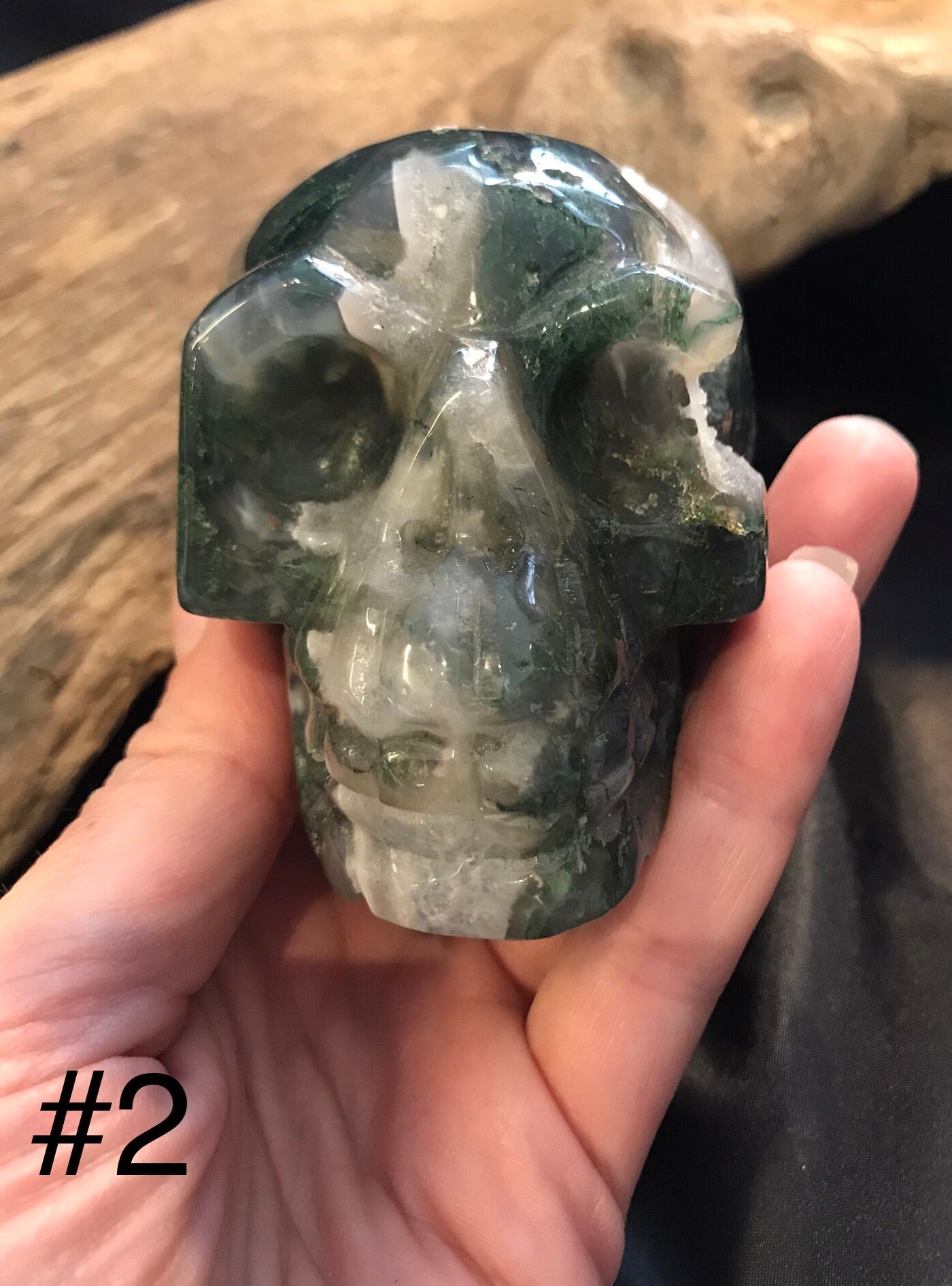 Moss Agate skull