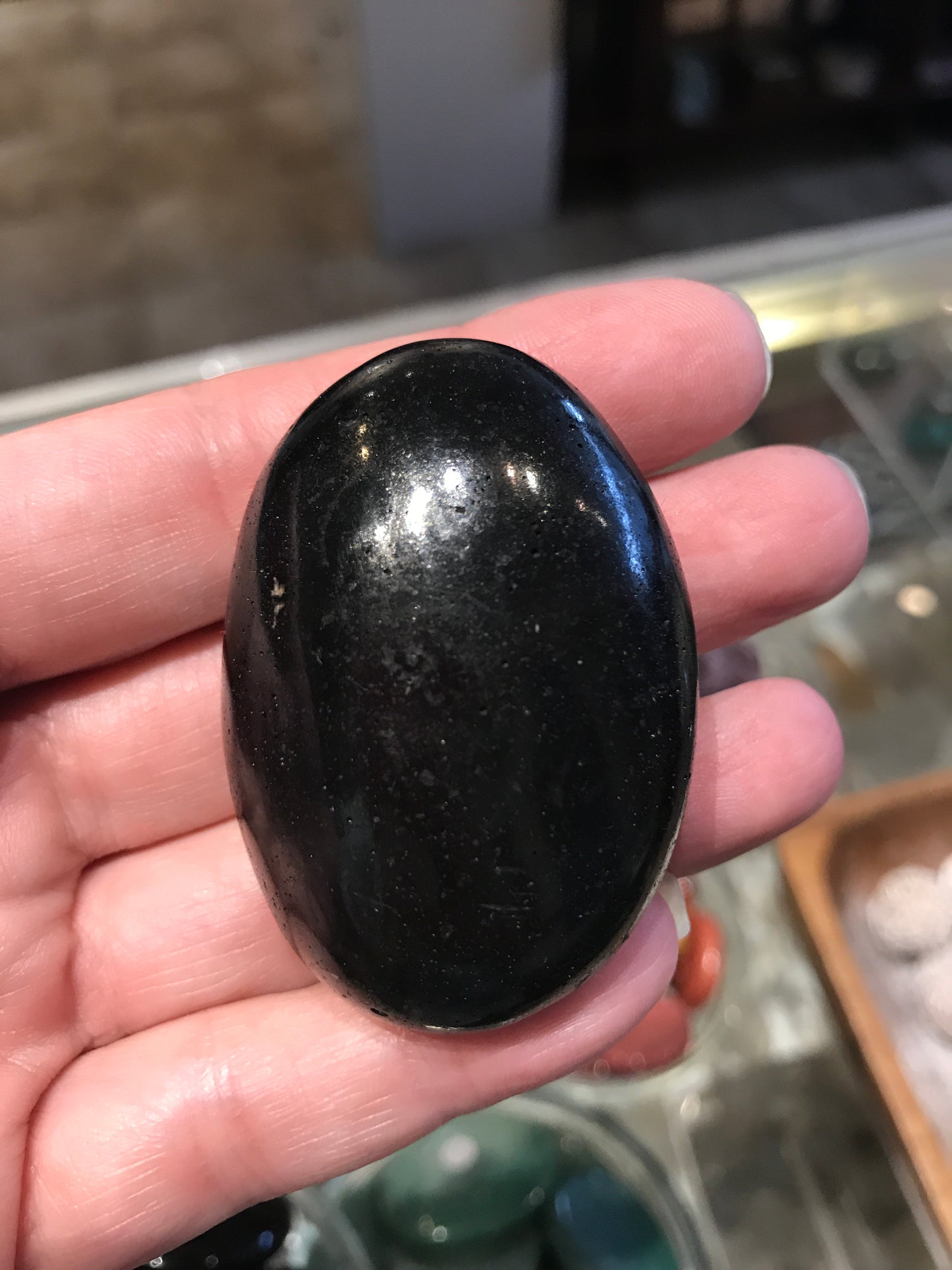 Black tourmaline palm stones