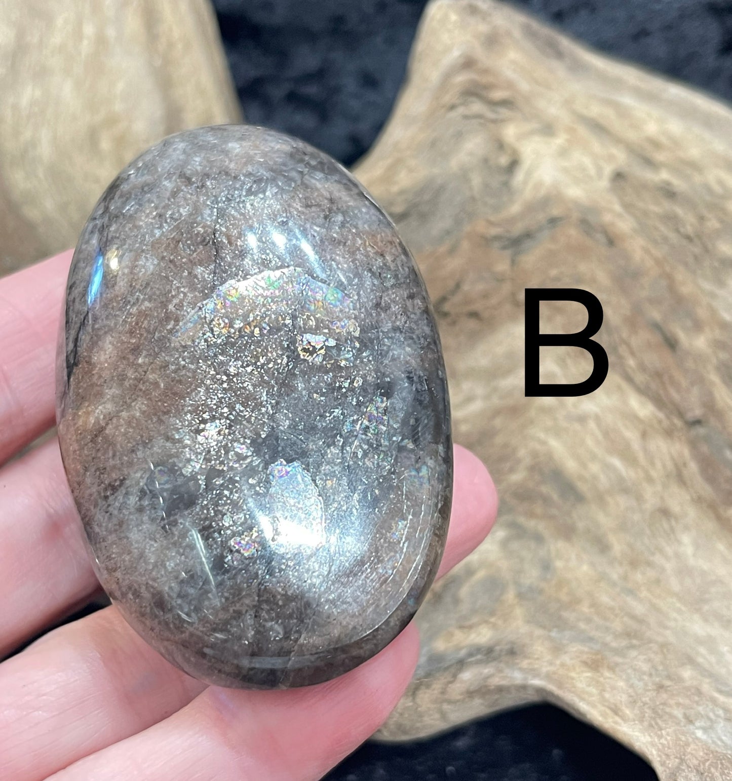 Black Moonstone palm stone