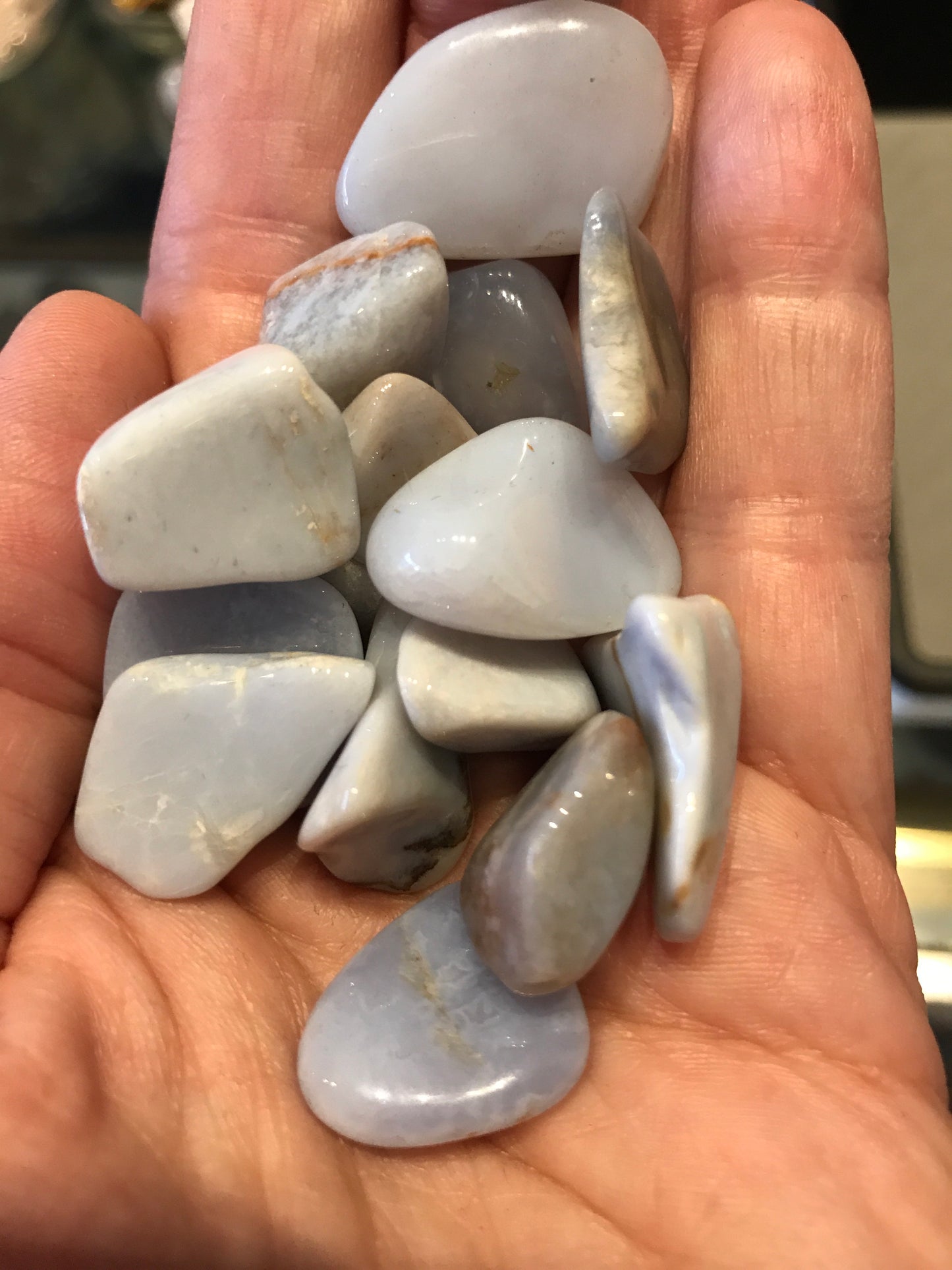 Tumbled blue chalcedony
