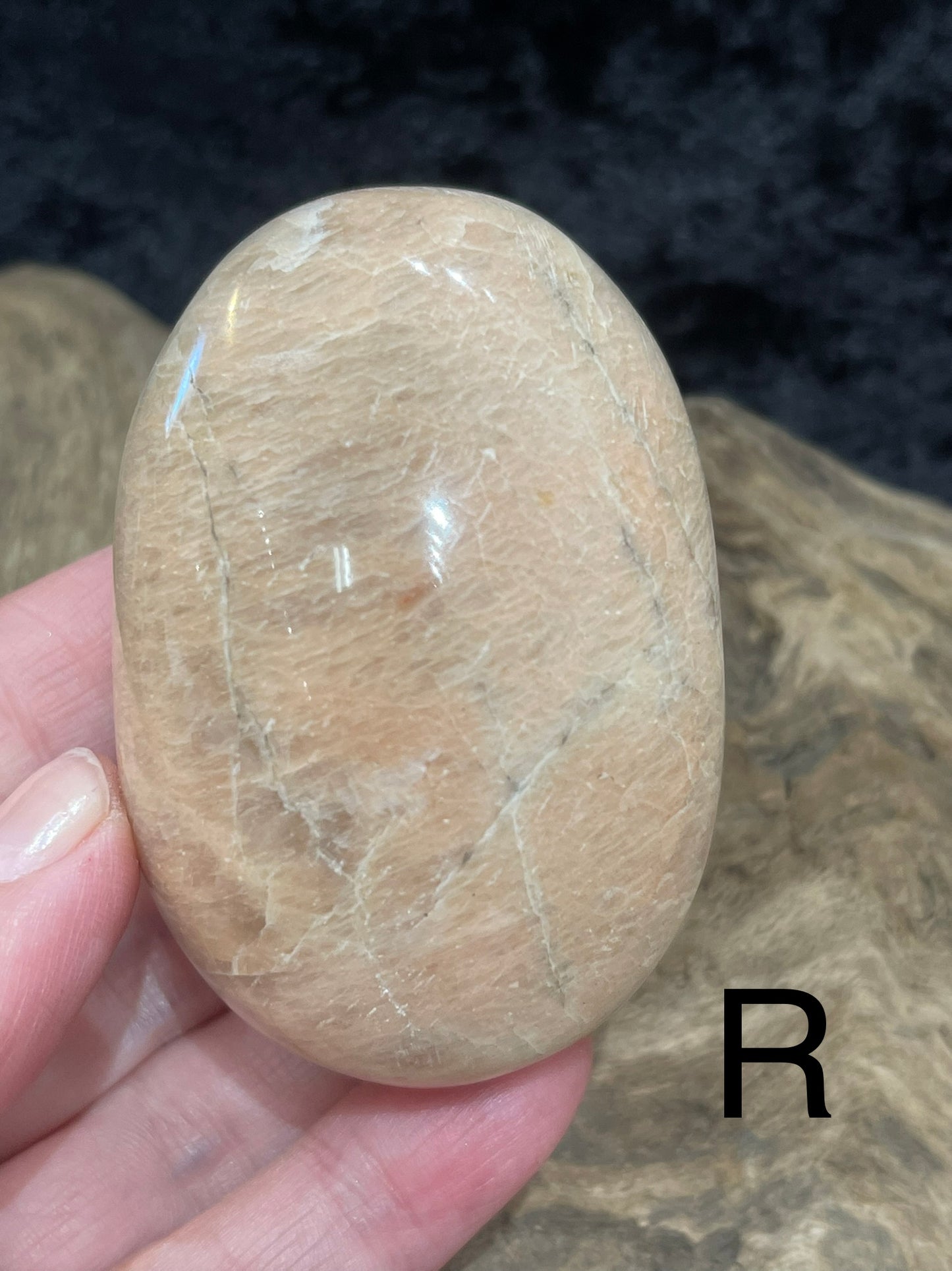 Peach Moonstone palm stones and spheres