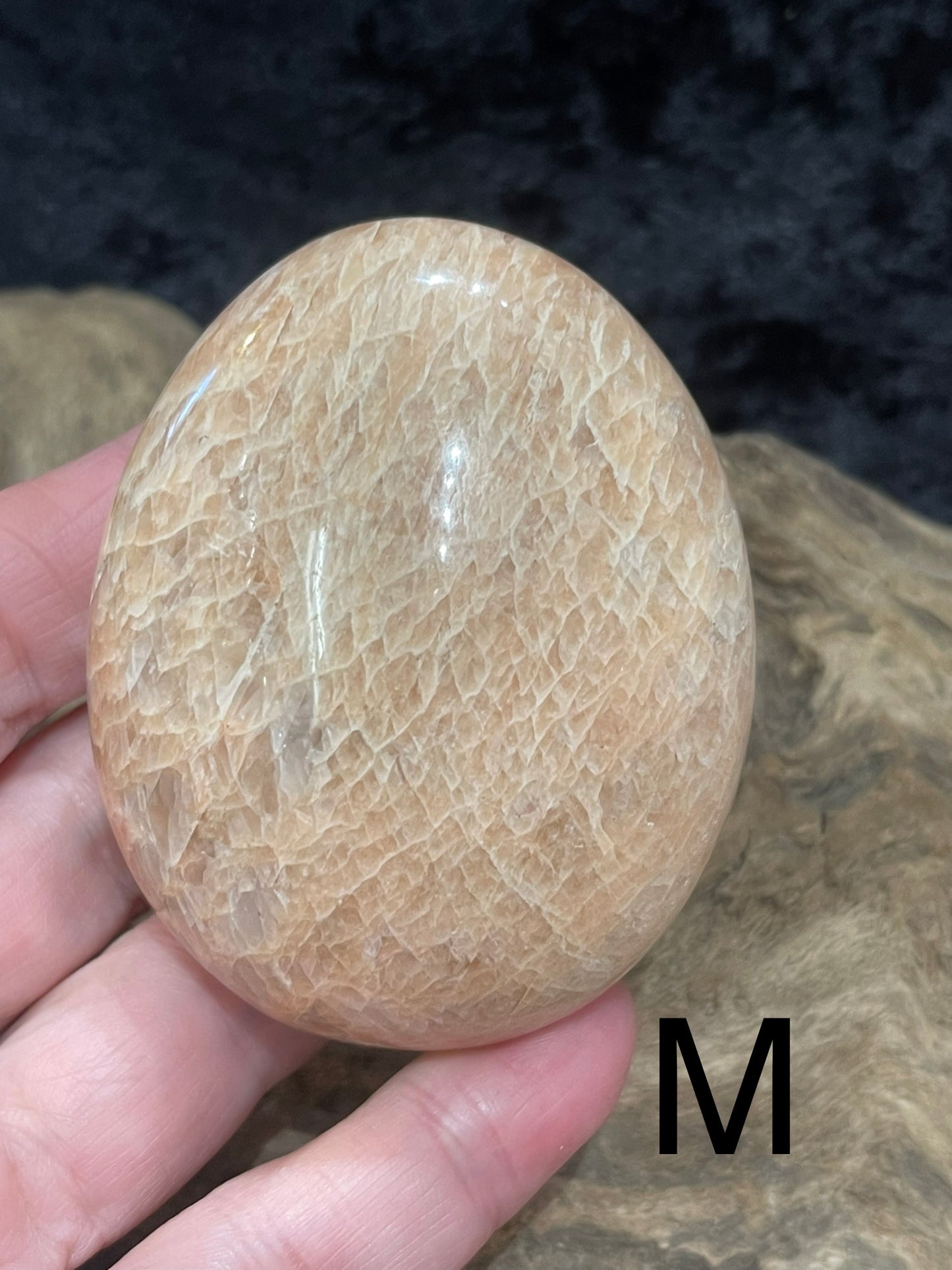 Peach Moonstone palm stones and spheres