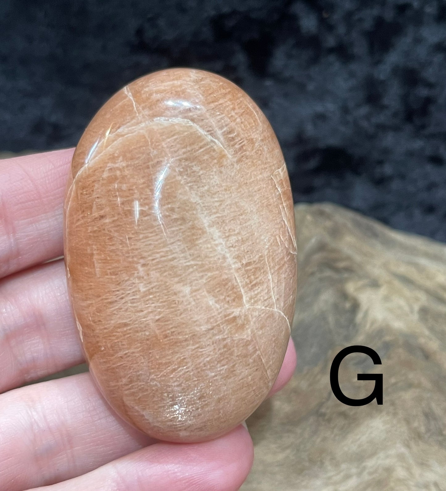 Peach Moonstone palm stones and spheres