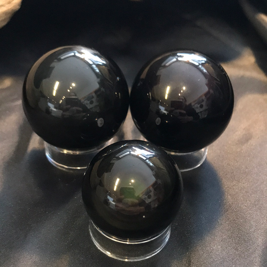 Rainbow sheen obsidian sphere