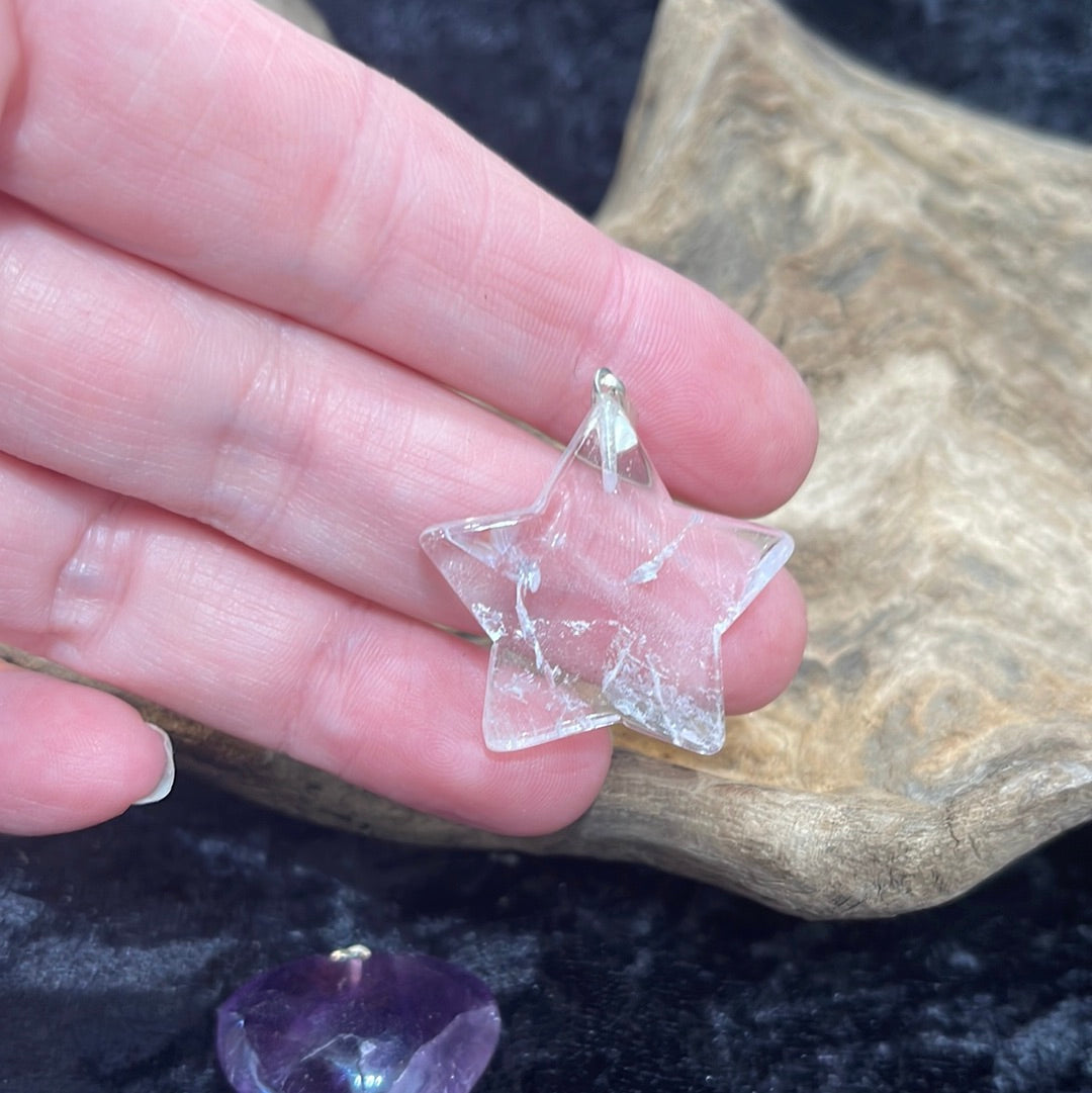Star, heart & moon gemstone pendants