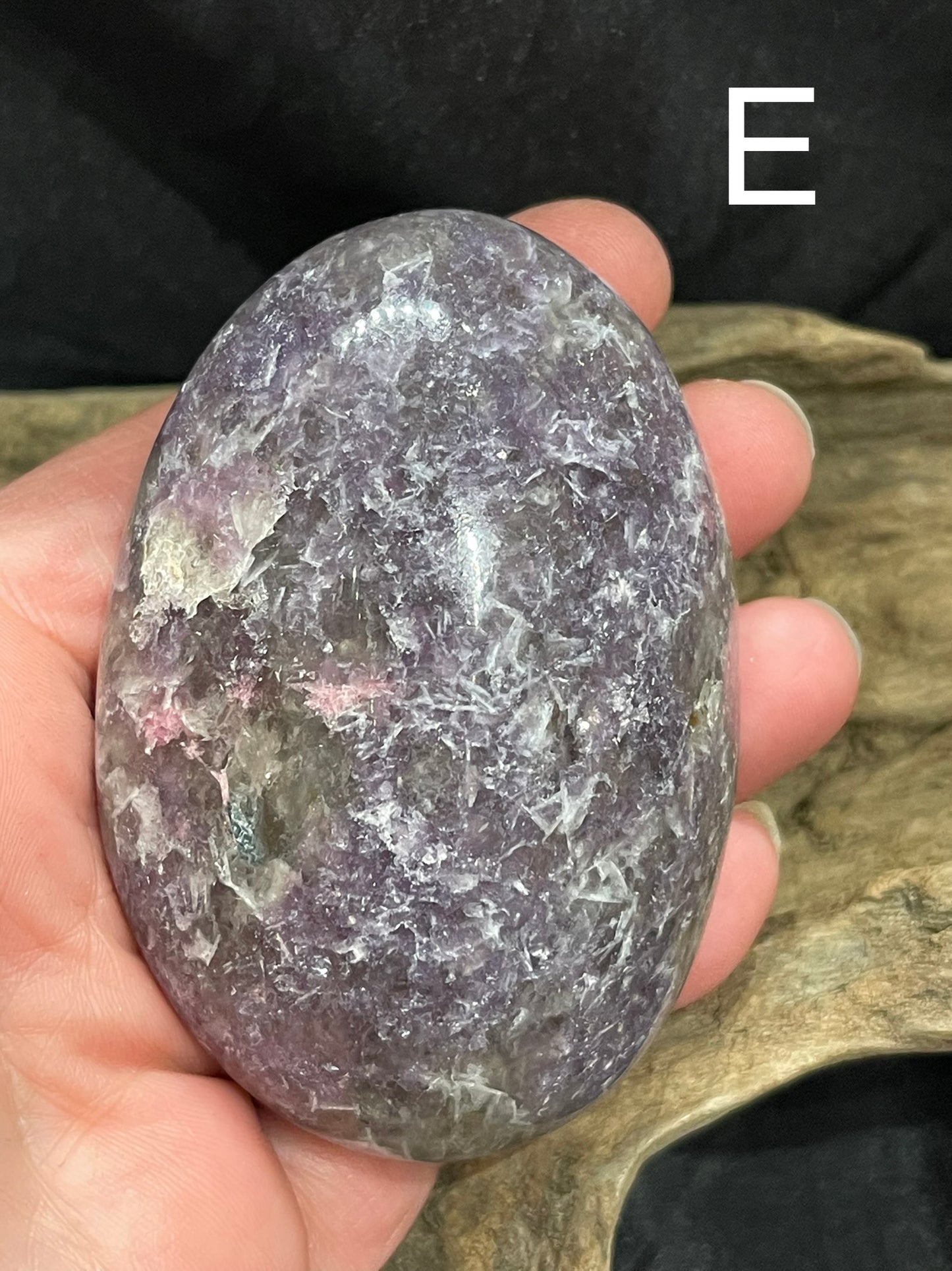 Lepidolite palm stone