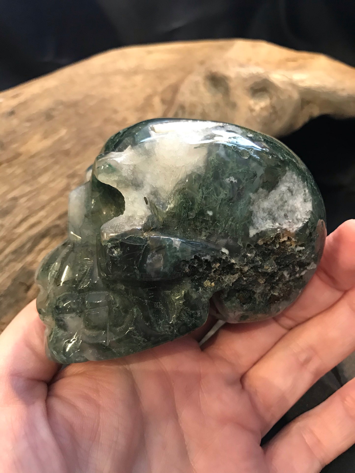 Moss Agate skull