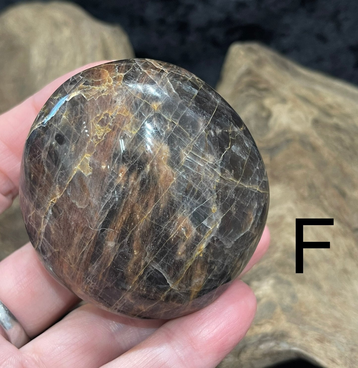 Black Moonstone palm stone