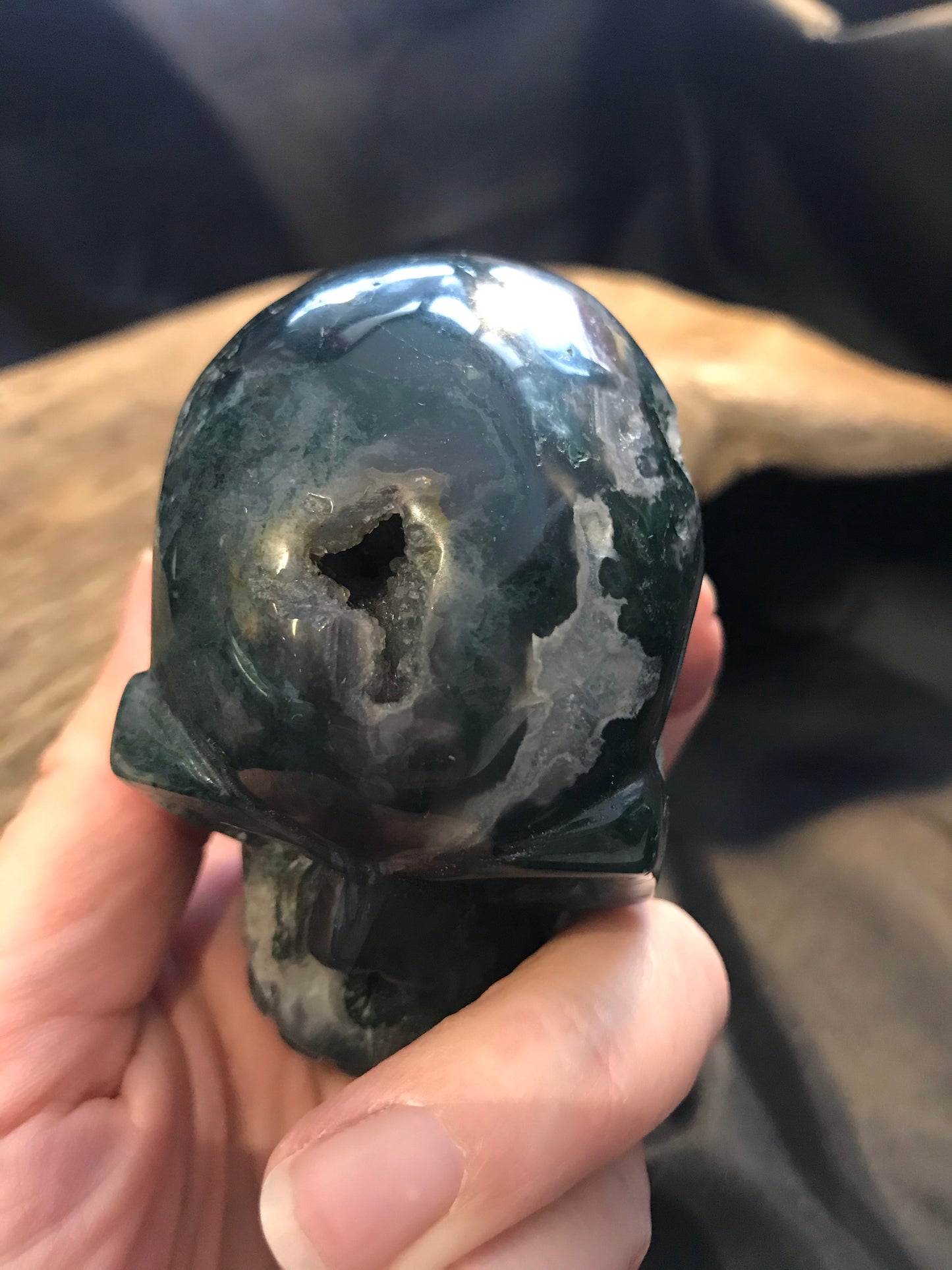 Moss Agate skull
