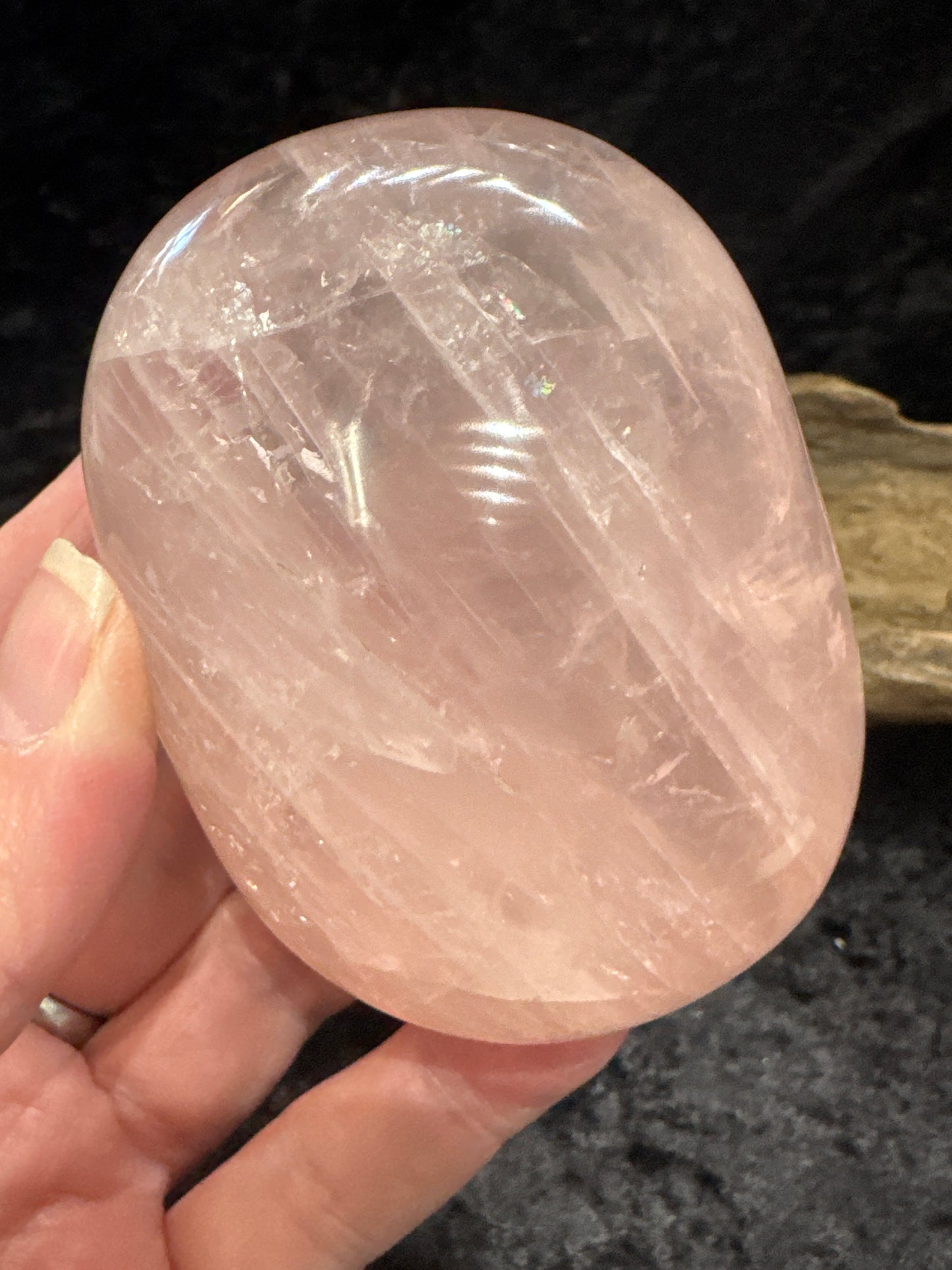 Rose quartz palm stone - large