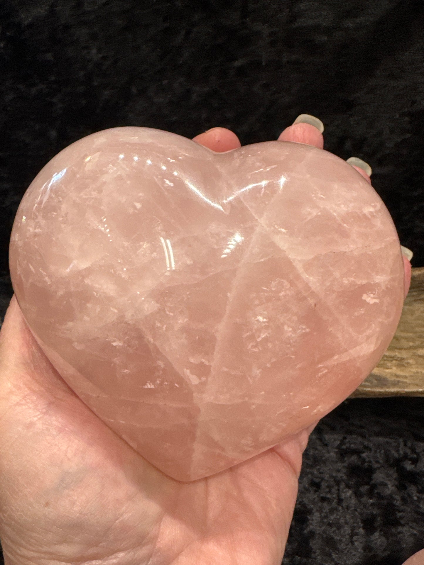 Rose quartz hearts - large