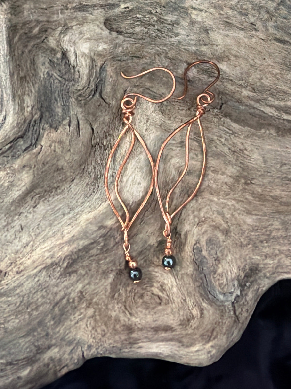 Windswept Leaves - Copper & Gemstone Earrings