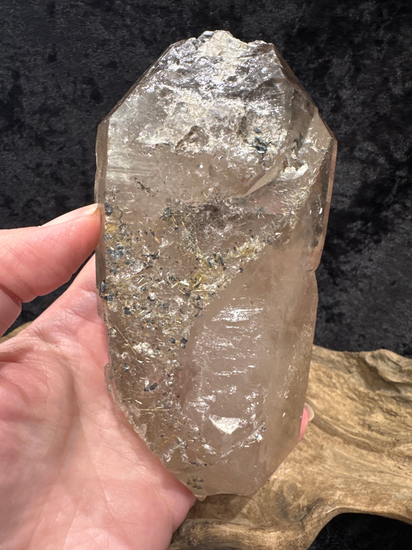 Smoky Quartz Double Terminated with Rutile & Hematite (Natural Formation)