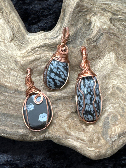 Snowflake Obsidian wire wrapped pendant - I got this