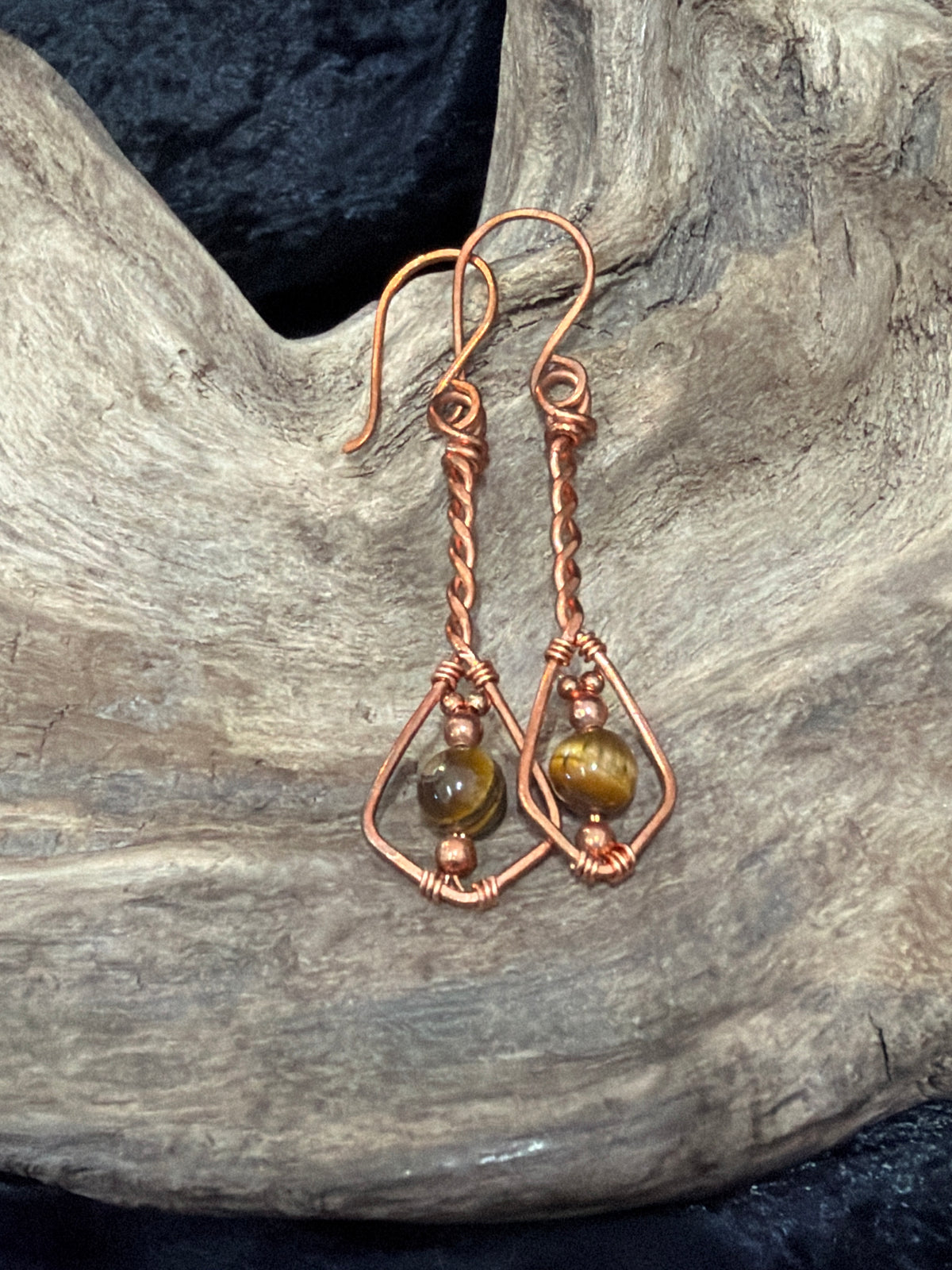 Bohemian Drops - Copper & Gemstone earrings
