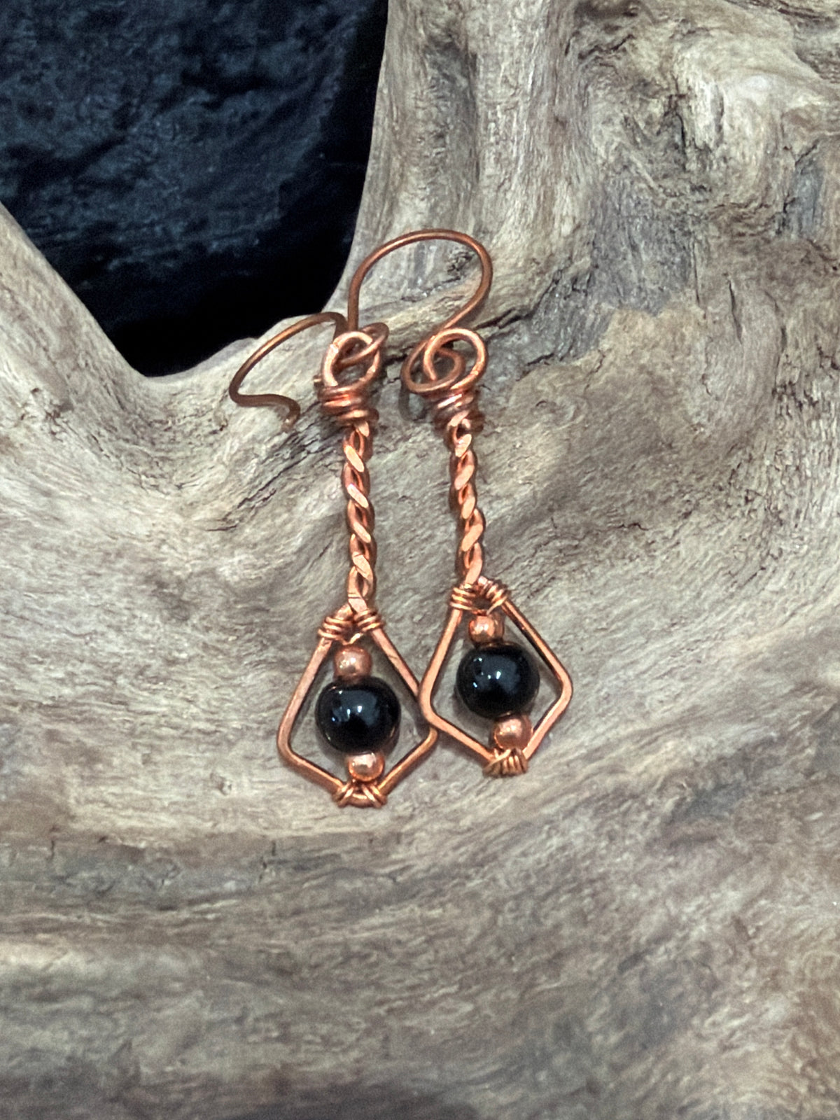 Bohemian Drops - Copper & Gemstone earrings