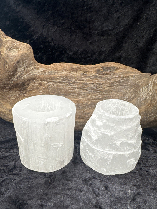 Selenite candle holder