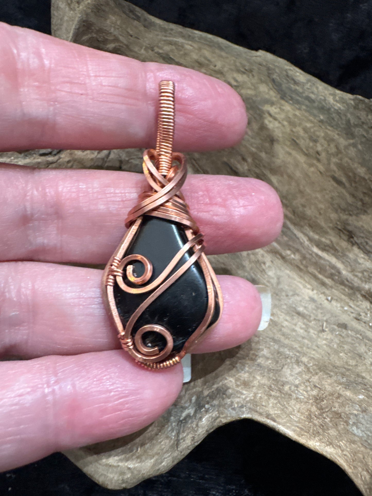 Black Tourmaline (Tumbled & Hand-Wrapped in Copper)