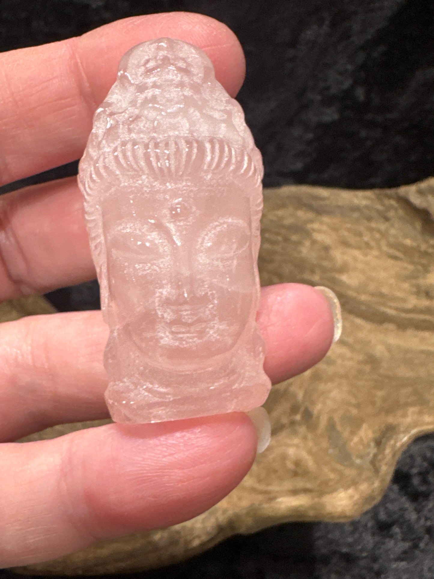 Rose Quartz Kuan Yin Carving