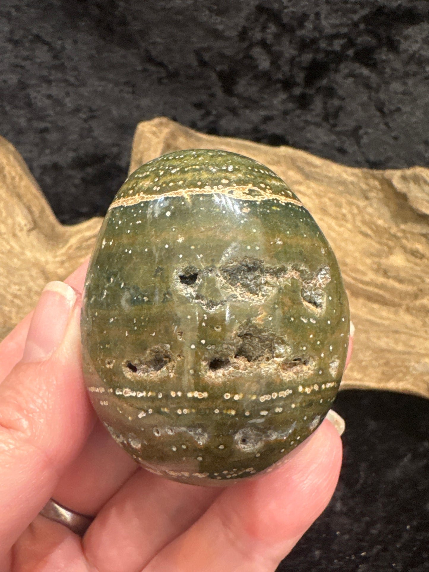 Sea Jasper (orbicular jasper) palm stones
