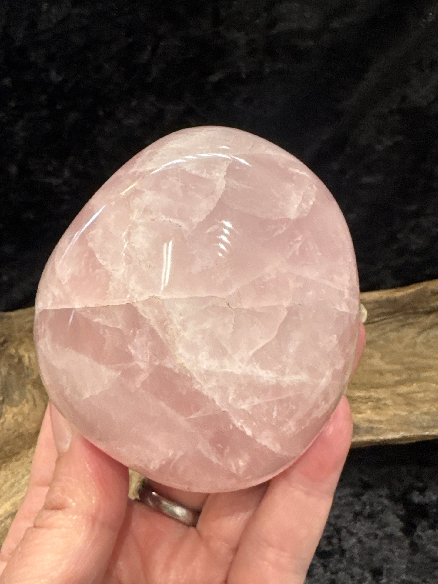 Rose quartz palm stone - large