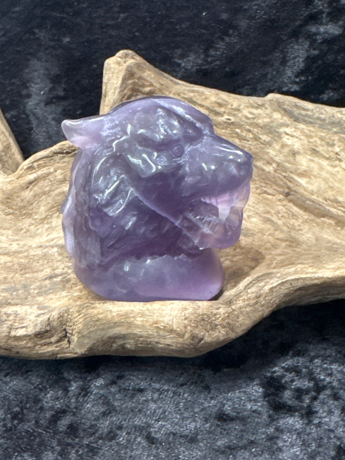 Fluorite Tiger Head Carving