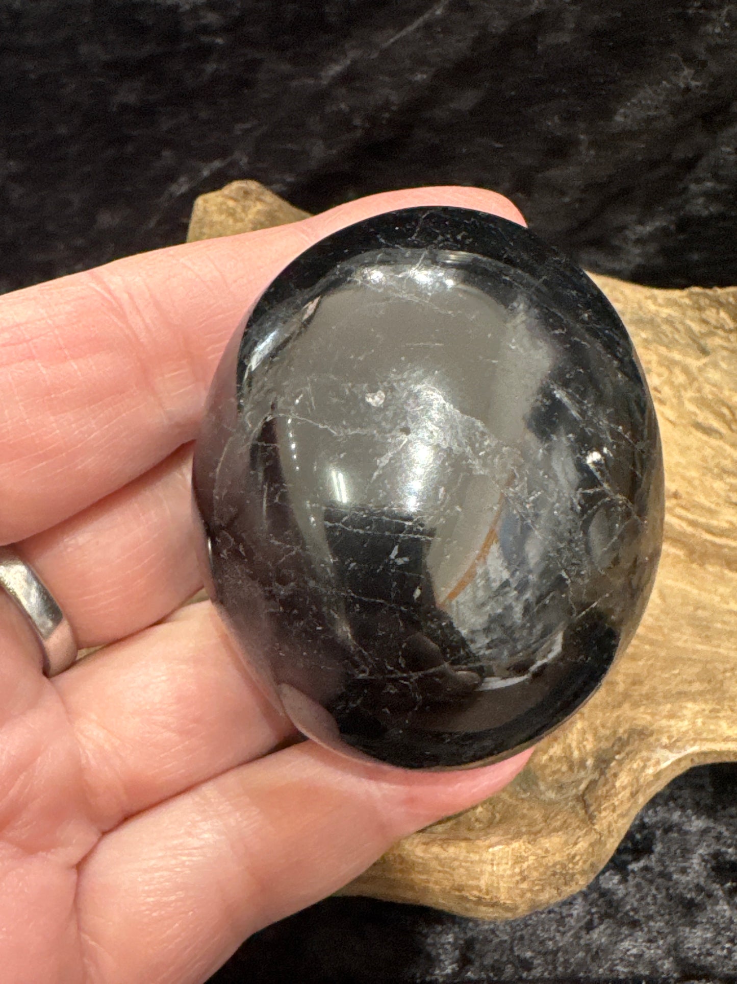 Black tourmaline palm stones - Madagascar