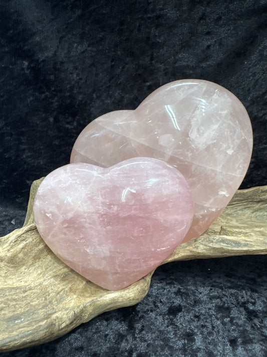 Rose quartz hearts - large