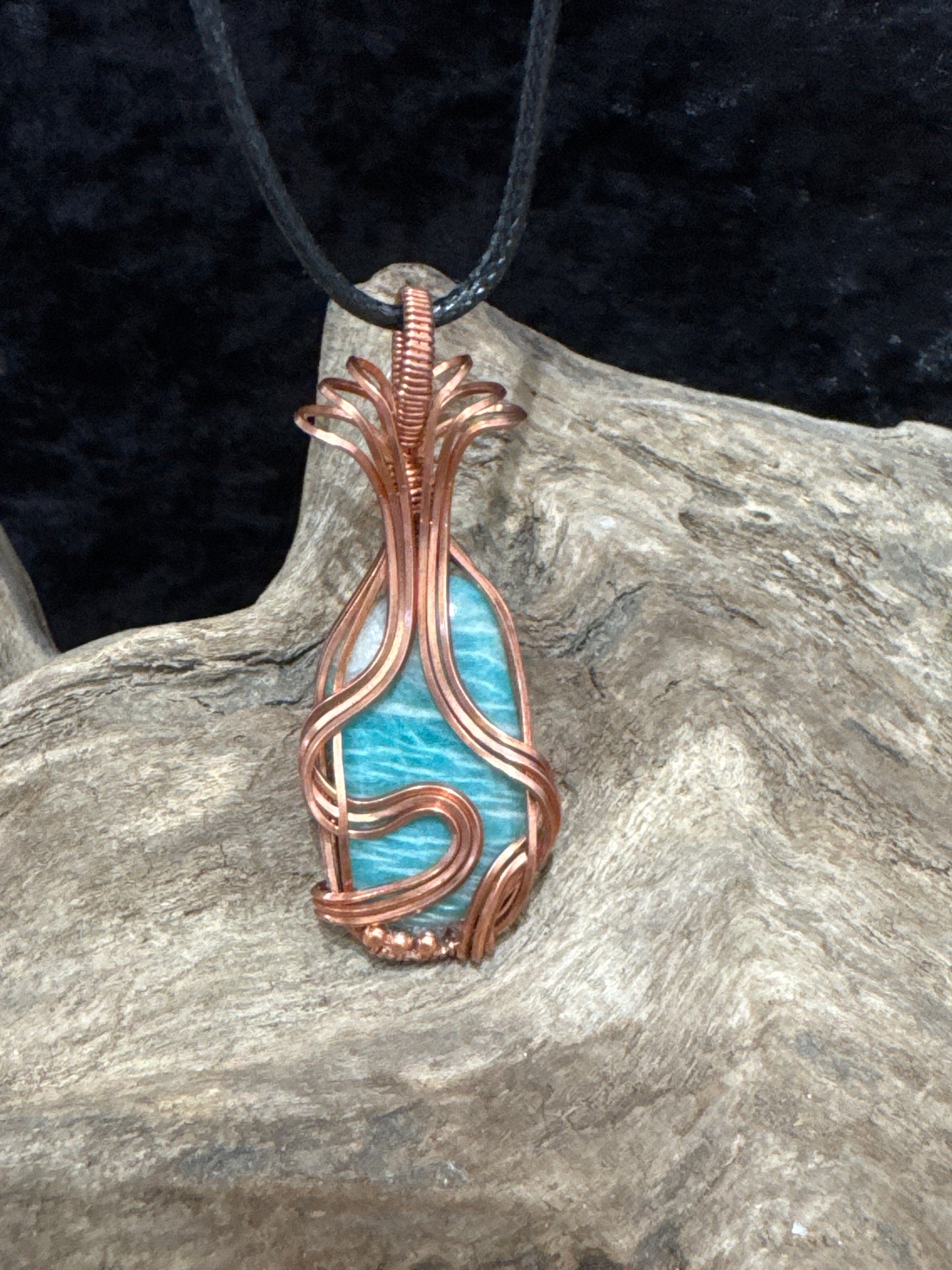 Amazonite wire wrapped pendant