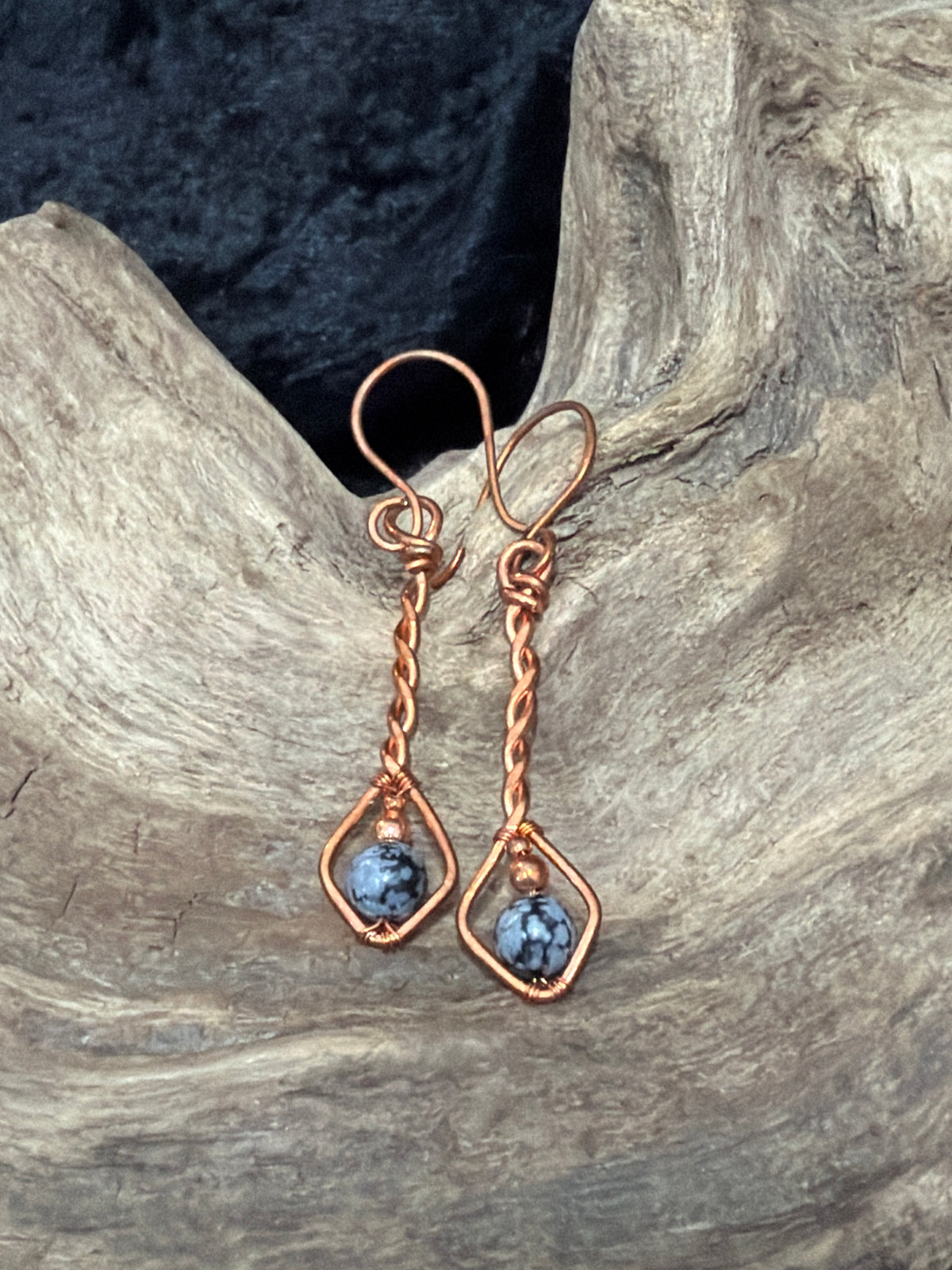Bohemian Drops - Copper & Gemstone earrings