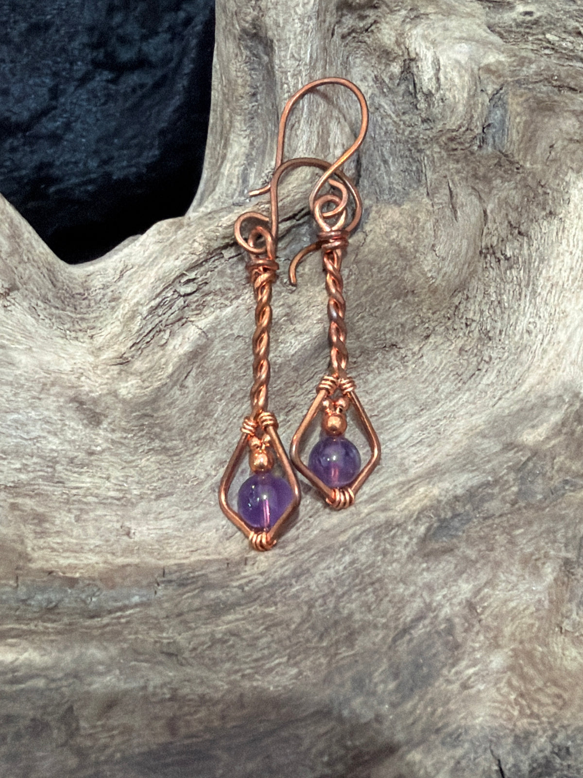 Bohemian Drops - Copper & Gemstone earrings