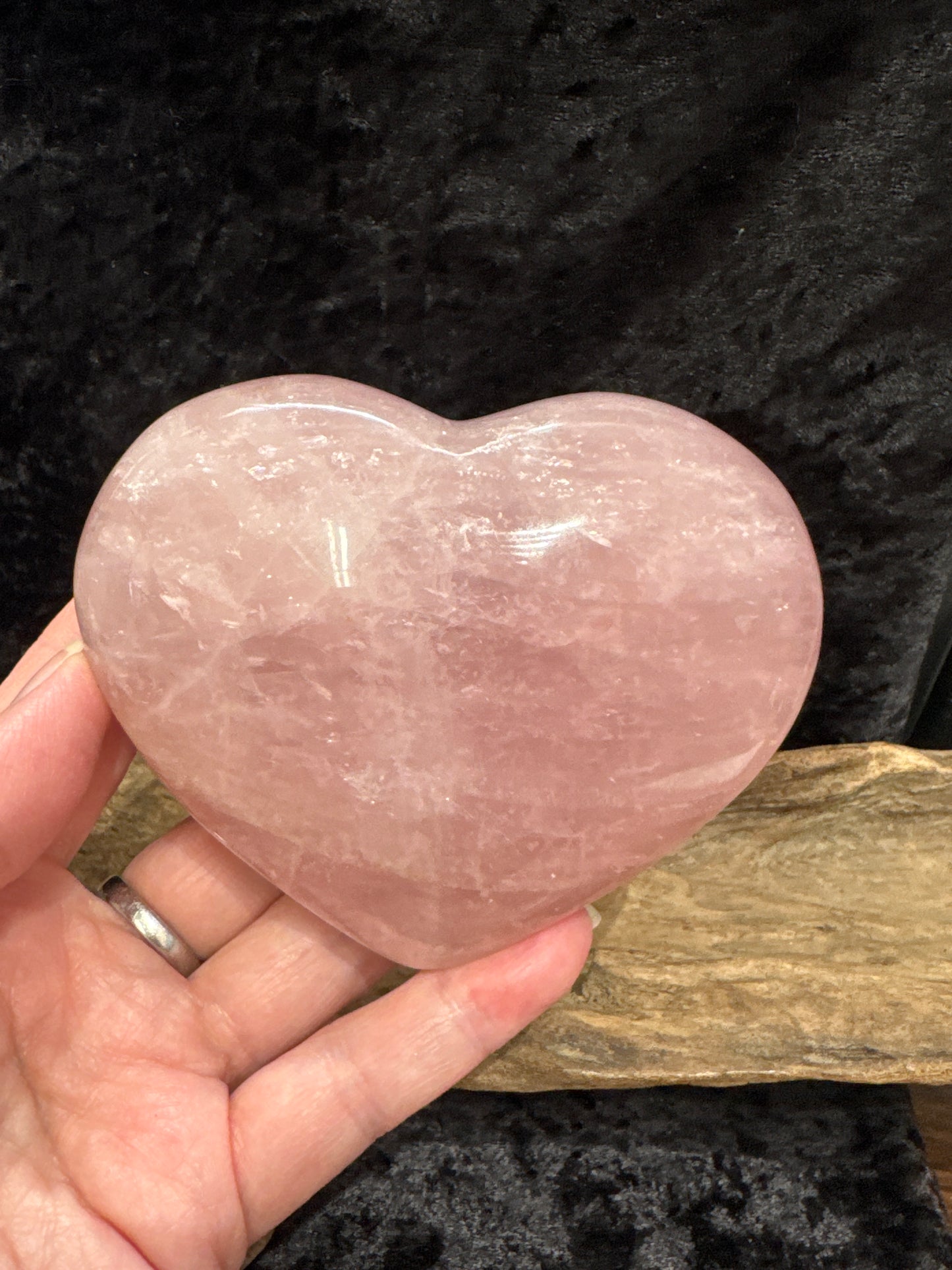 Rose quartz hearts - large