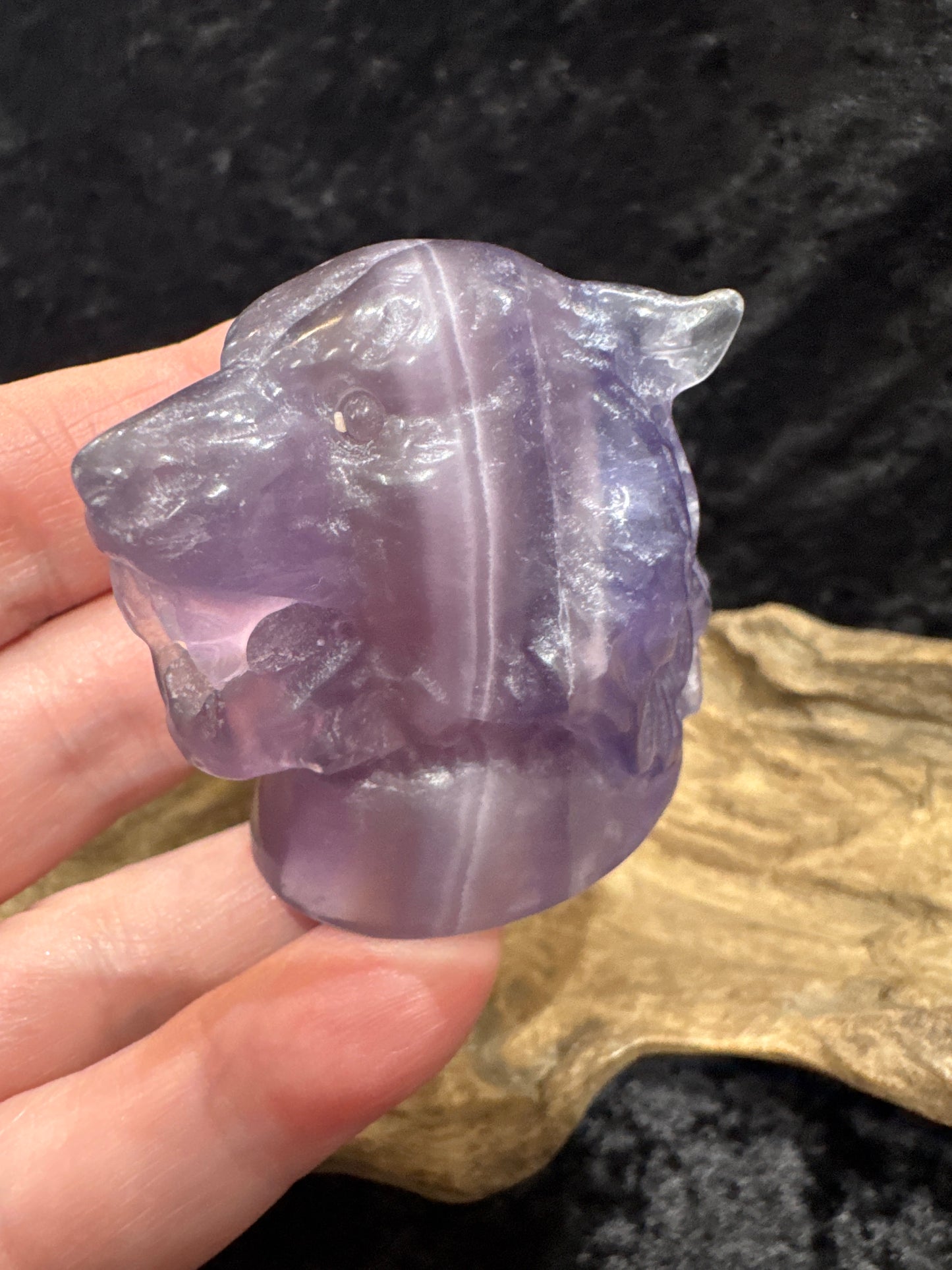 Fluorite Tiger Head Carving