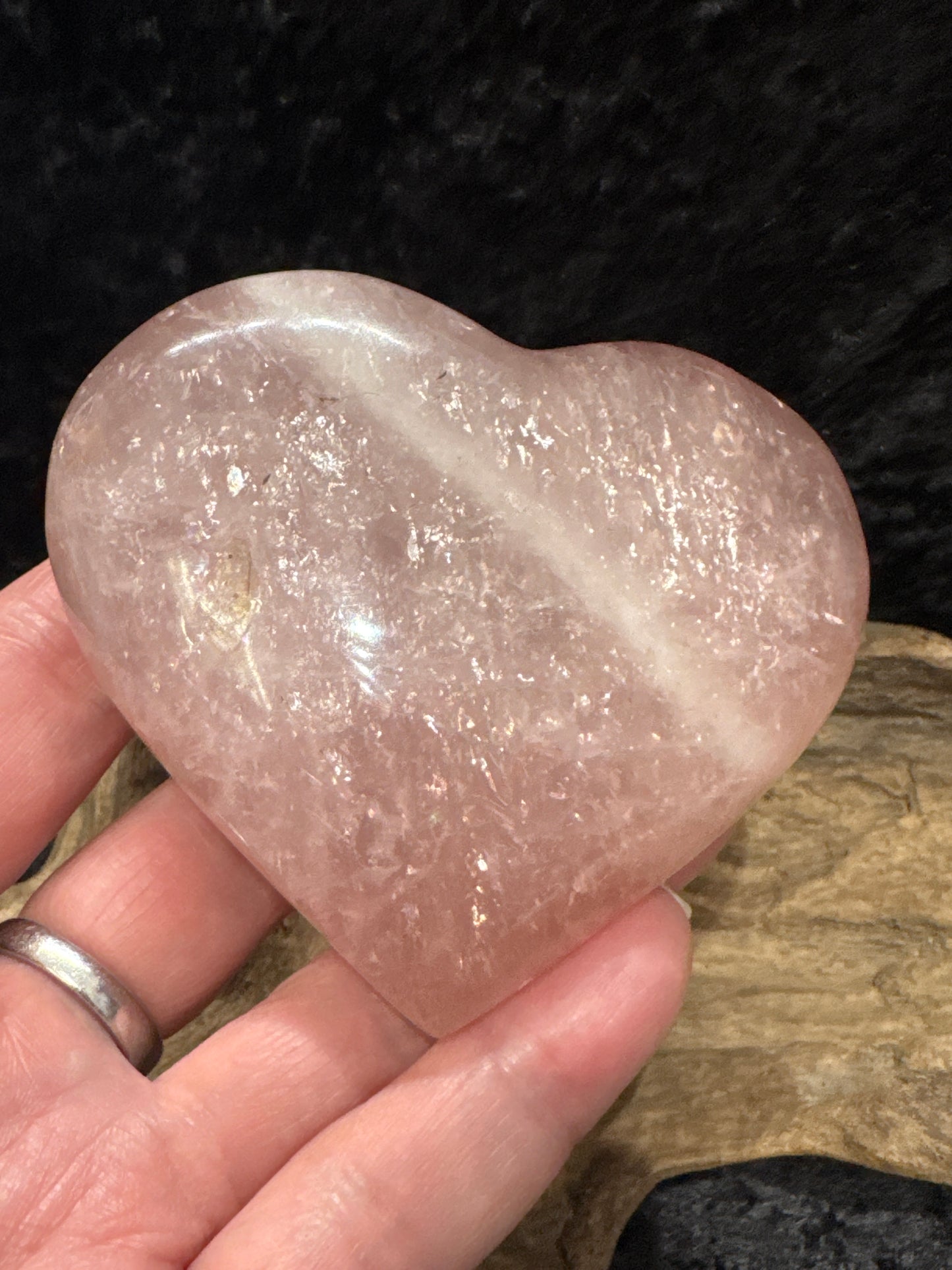 Rose quartz hearts - medium