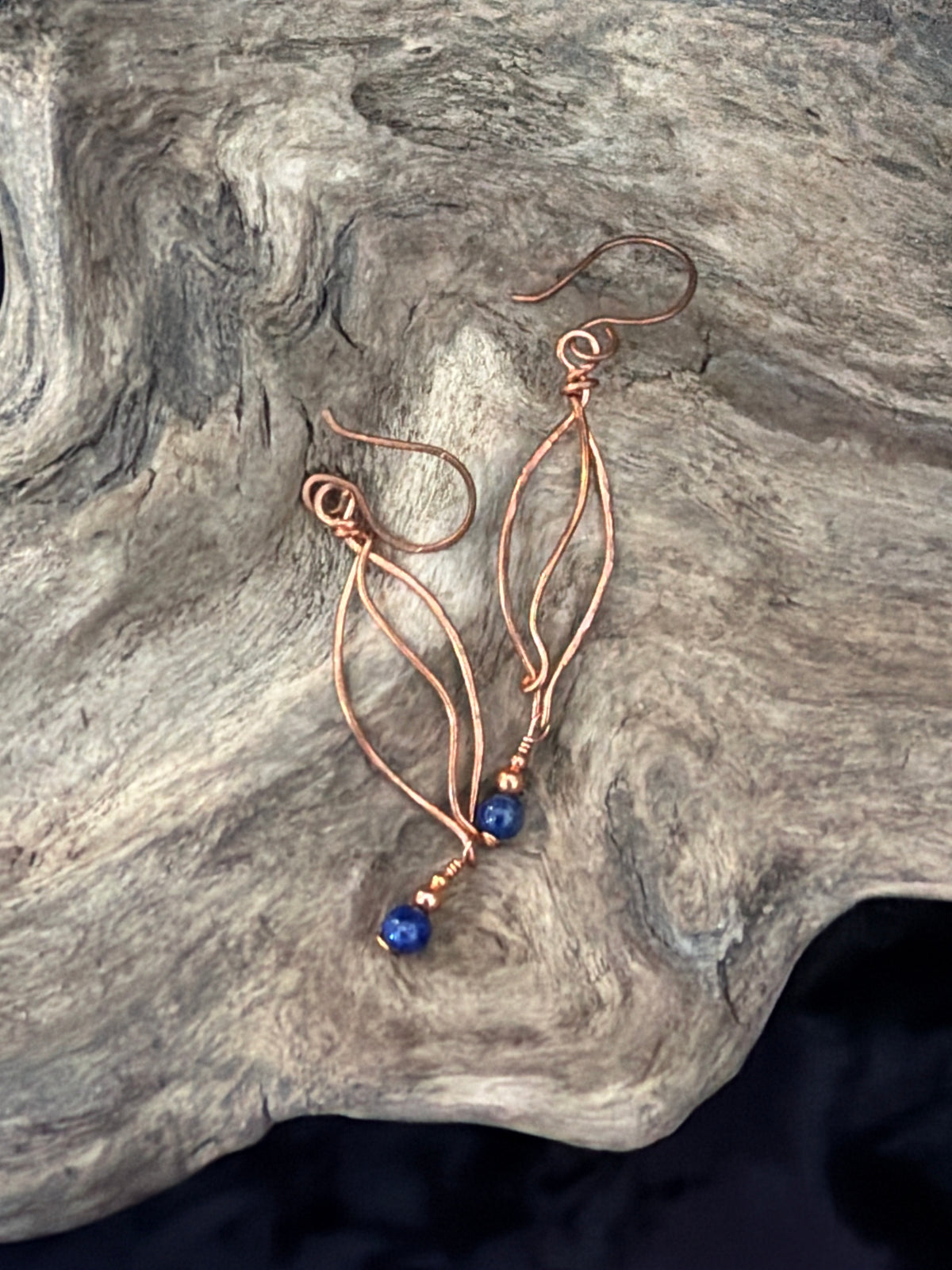 Windswept Leaves - Copper & Gemstone Earrings
