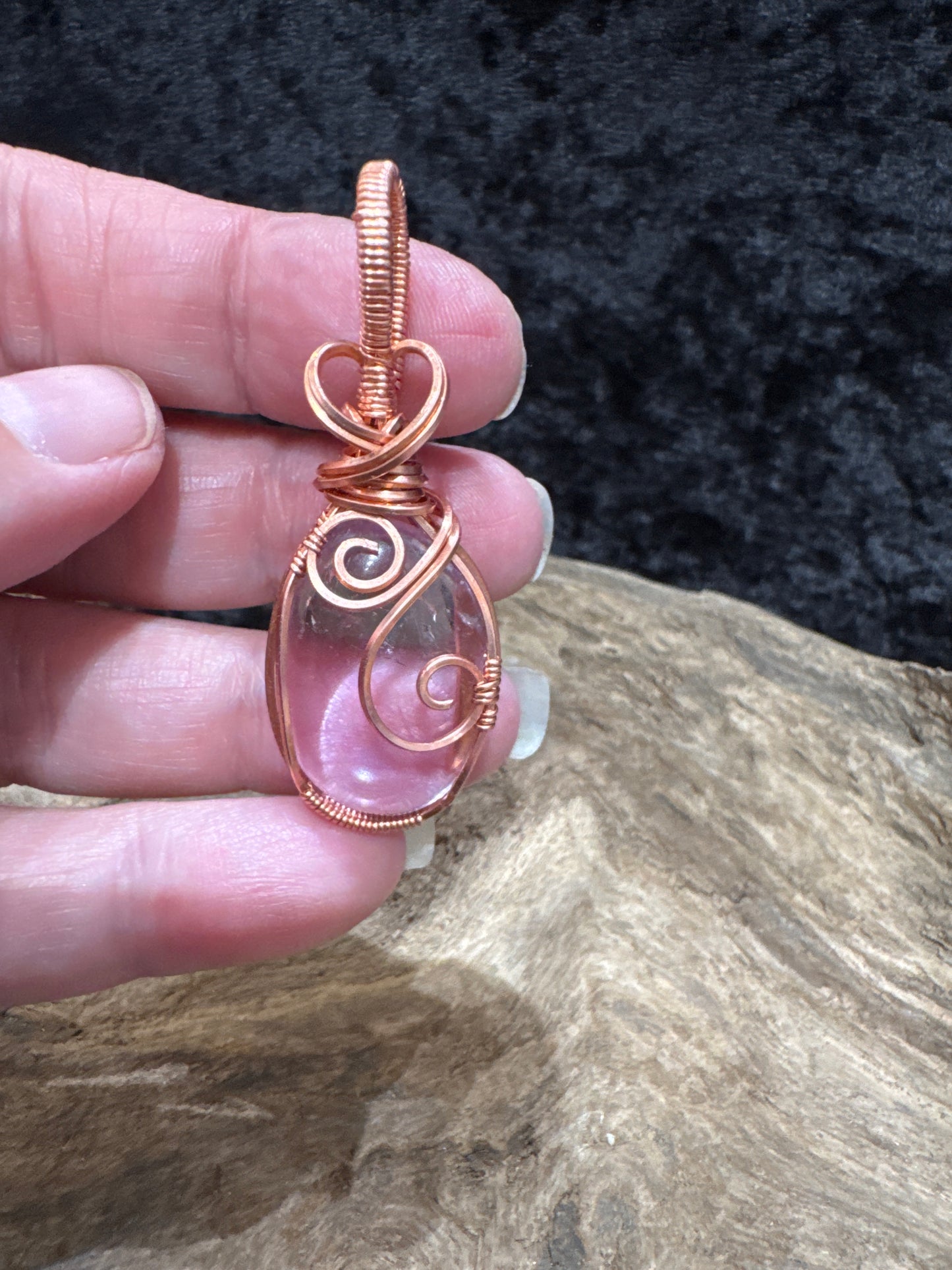 Amethyst pendant - hand wrapped in copper